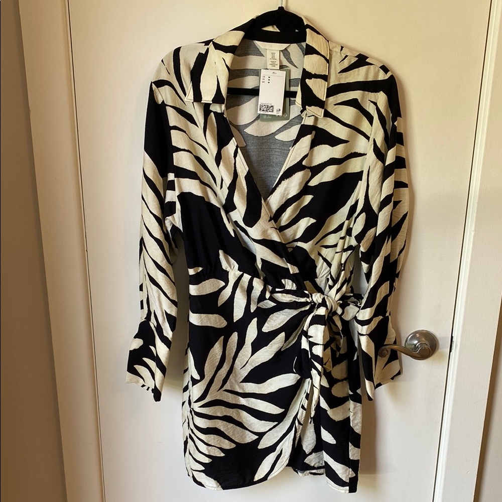 Black and White Zebra Print Wrap Dress